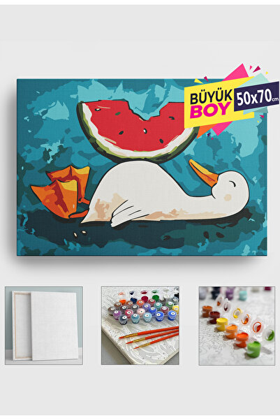 Genel Markalar Sayılarla Boyama Seti Numaralı Tuval Fırça Boya Dahil Kasnaklı Set 50x70 Cm - KARPUZ ÖRDEK