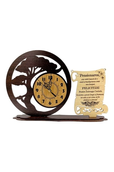 OEM Decorative Bonsai Wooden Clock for Retirees, 30x20 cm — Personalized Gift with Engraved Message