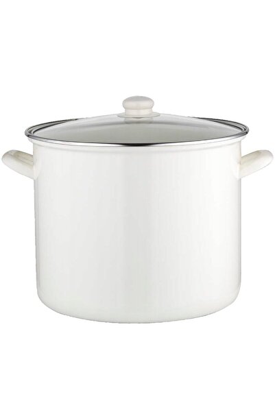 Florentyna Pot with lid, enameled stainless steel, white, 14l, 28cm, Florina