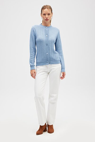 Peraluna Zoey Mini Embossed Knit Cardigan - Light Blue