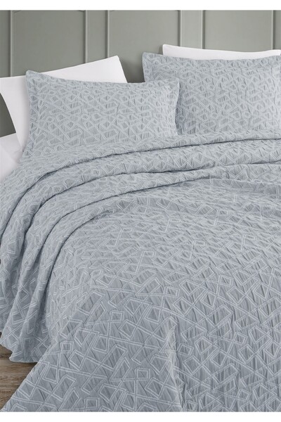 Monolisse Razın Jacquard Bedspread Set Double Size Indigo 230X240 cm