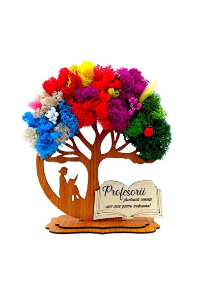 OEM Tree decoration with moss (4 seasons) and teacher message, model 2 – 20 cm, personalized