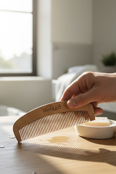 ilaslan international Natural Wooden Comb, Anti-Static, Handmade Comb for Hair and Beard, Women and Men