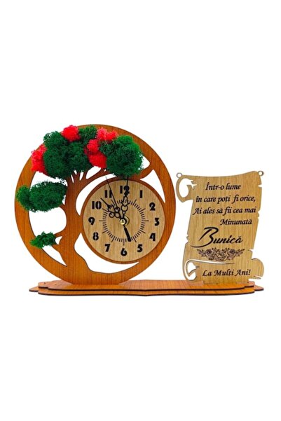 OEM Ceas Bonsai cu licheni Stabilizati și Mesaj pentru Bunica, 30x20 cm, Cado...