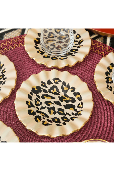 Sudedi Home Glore Leopar Wavy Altın Yaldızlı Çay Bardağı Seti