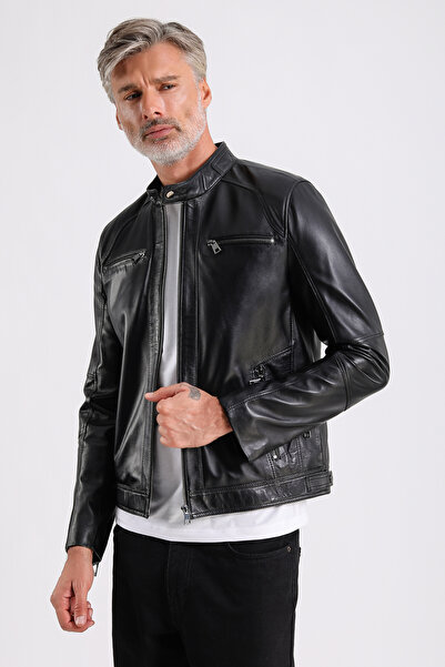 MQ Leather Maroquin Leather Derby Men's Leather Coat