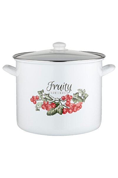 Florentyna Pot with lid, made of shiny enameled stainless steel, white, 14l, 28cm, Kanila, Florina