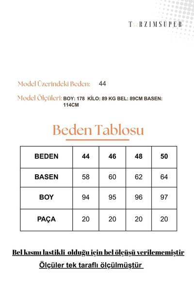 tarzımsüper Women's Plus Size Tie-Waist Button Detail Luxury Soft Stretchy Fabric Pants