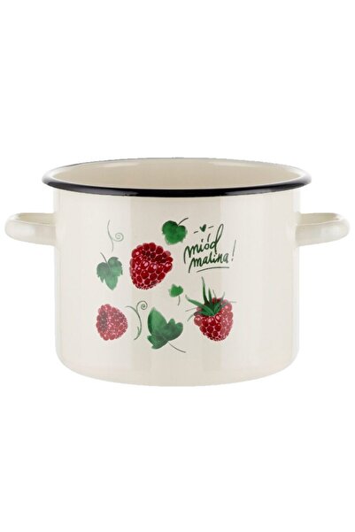 Florentyna Cream enameled steel pot, 22cm, 6l, Malina, Florina