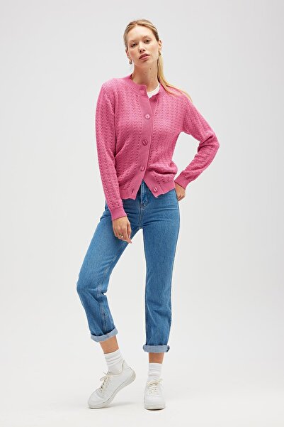 Peraluna Zoey Mini Embossed Knitted Cardigan - Candy Pink