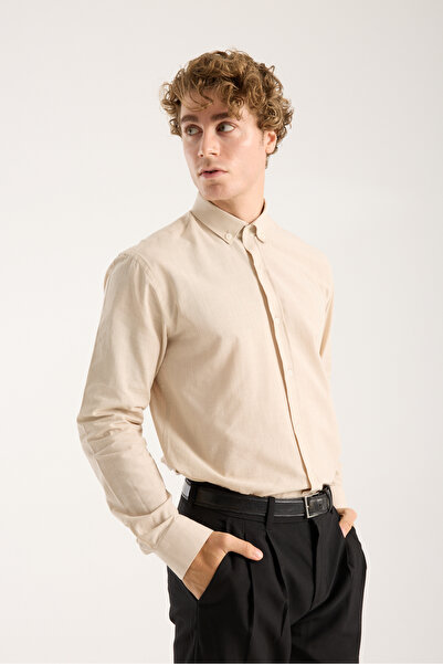 jack carisma BEJ ОВЕРСІЗ БАВОВНЯНА ЛЬОНОВА СУКНЯ ЧОЛОВІЧА