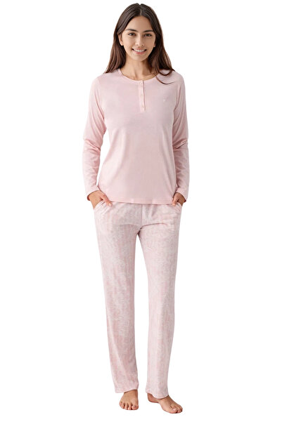 Pierre Cardin Women's Soft Fabric Buttoned Pajama Set – Pink