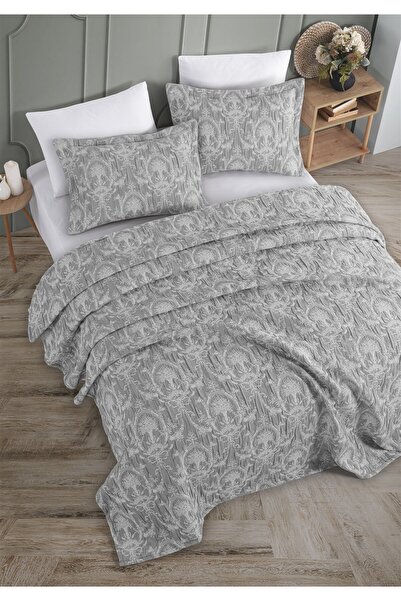 Monolisse Perla Jacquard Bedspread Set Double Size Gray 230X240 cm