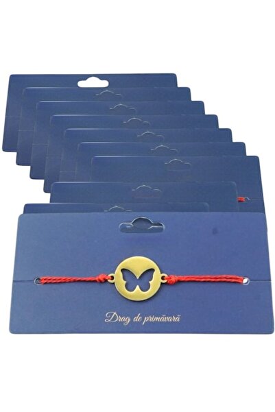 GOLD MARKET Set de 10 Brățări Mărțișoare Aurii, Oțel Inoxidabil și Textil, pe...