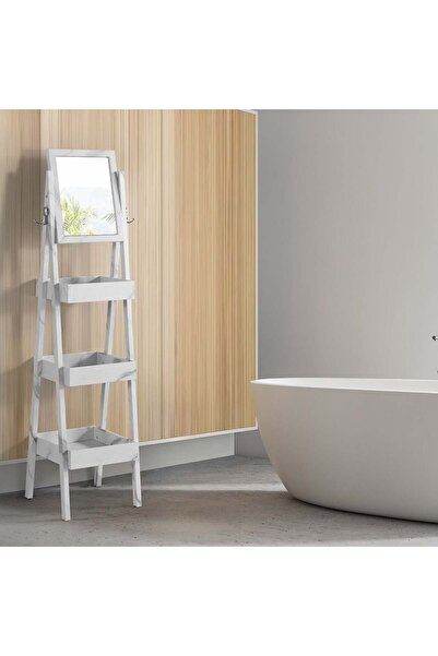 Danube Home صينية تخزين واسر ثلاثية الطبقات مع مرآة - منظم أنيق باللونين الأب...