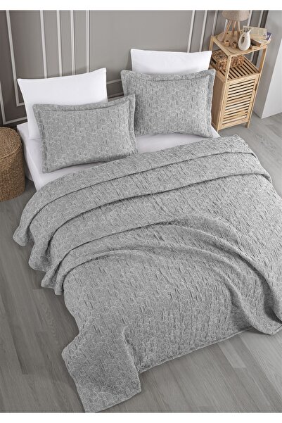 Monolisse طقم غطاء سرير روندا جاكار مزدوج باللون الرمادي مقاس 230×240 سم