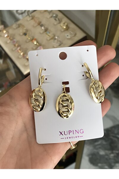 the ASEL İNCİ Xxupingx 3-Piece Stone Detailed Set Model Earrings (Non-Tarnish)X