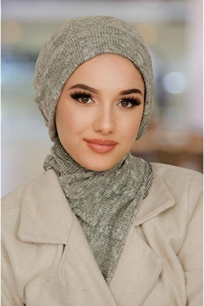 Aişe tesettür Gri Triko Desen Tesettür Bere Ve Etol Takım