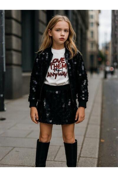 Zekids Girl's Cotton Design Sequin Shorts Skirt