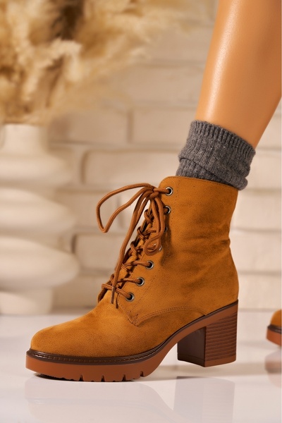 Joana Γυναικείες χειμερινές σουέτ μπότες, κάμελ, μέγεθος 40