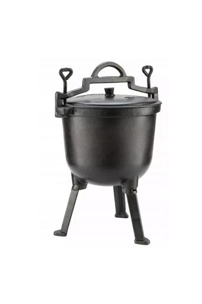 Kinghoff Cast iron cauldron with legs and lid, 10 liters, black,