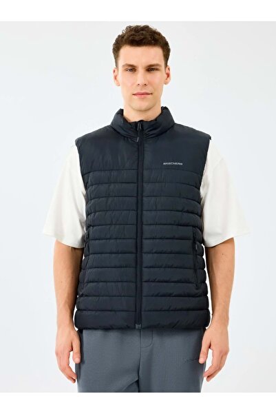 SKECHERS M Outerwear Polar Lining Paded Vest S242212 Erkek Yelek SİYAH