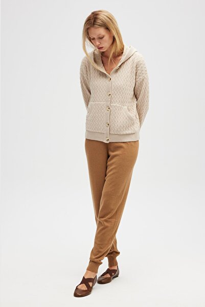 Peraluna Yvonne Hooded Pocket Knit Cardigan - Beige