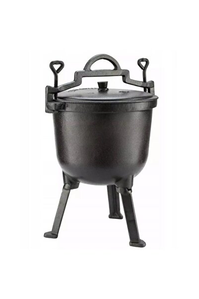 Kinghoff Enameled cast iron cauldron with legs and lid, 7 liters, black,