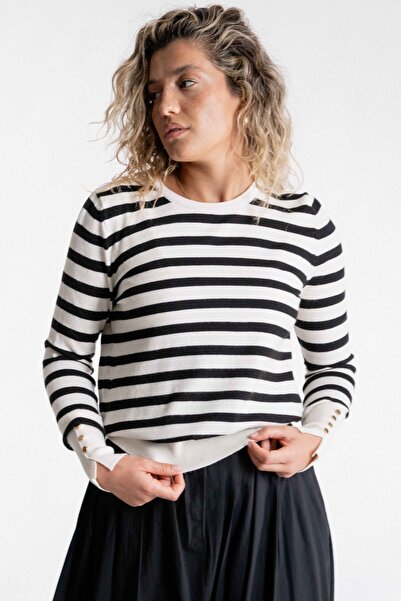 SEPANU COLLECTION Women's Striped Button Detailed Knitwear