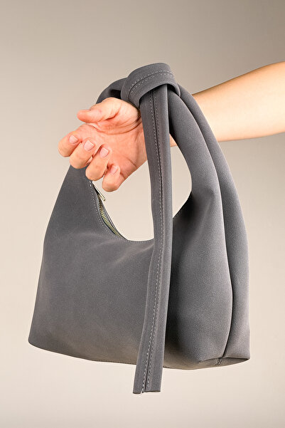 Coo Geantă de umăr Hobo pentru femei, cu textura din piele intoarsa moale, cu detaliu de nod