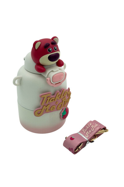 BİNDAWOOD B&D Kids Water Bottle Pink Bear 430ml , Pink & White Color