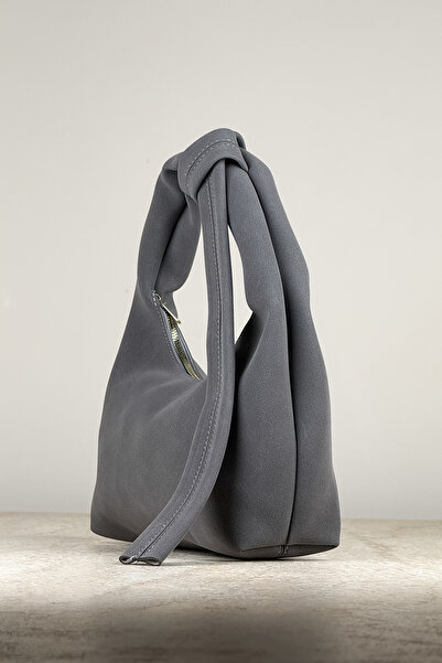 Coo Geantă de umăr Hobo pentru femei, cu textura din piele intoarsa moale, cu detaliu de nod