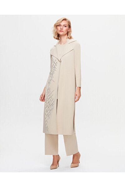 MISS DALIDA T25K-9011 Taş Detaylı Uzun Hırka YY216-BEİGE