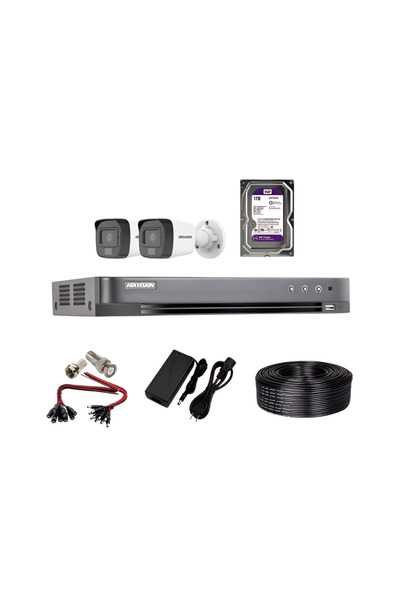 Hikvision هيكفيجن كاميرات مراقبة خارجية عدد 2 بدقة 6 ميجابكسل شامل الهارديسك ...