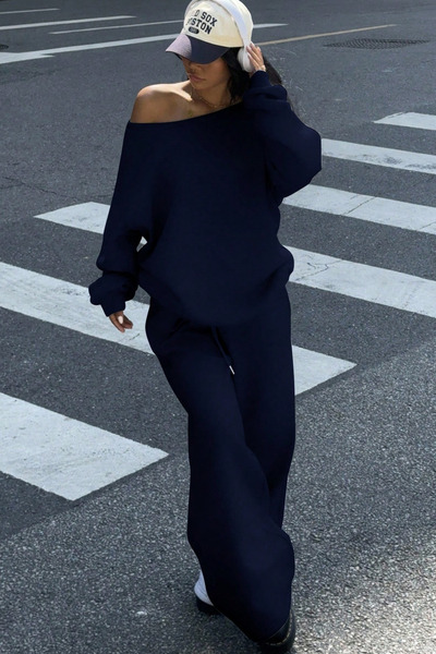 COOL TARZ Set de trening pentru femei, cu umăr dezactivat, moale basic