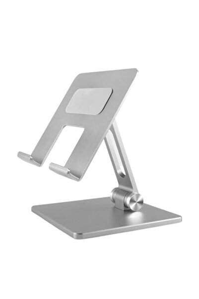 OEM Desktop stand for tablet or , aluminum, adjustable angle, foldable, silver