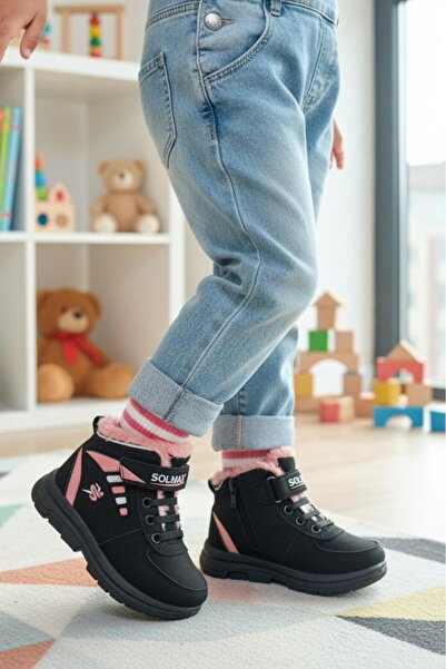 Oksit Solly Unisex Children's Boots with Fur Inside, Zipper and Straps