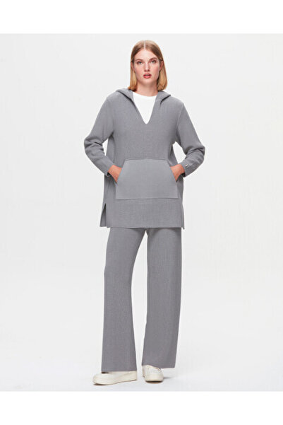 MISS DALIDA T25K-7007 Selanik Örgü Bol Paça Pantolon VİALE-GREY