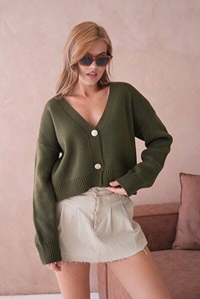 Miss Allos Women's Button Detailed Long Sleeve Knitwear Cardigan