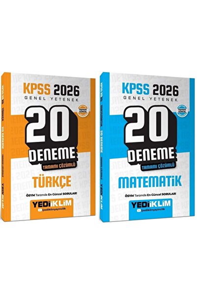 Anla Kazan Yayınları Yediiklim 2026 KPSS Türkçe + Matematik 20+20 Deneme 2 li...