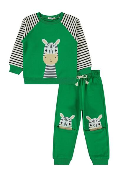 Civil Boys Zebhra Printed 2-5 Years Old Tracksuit Set - Green 5-6 Years Old