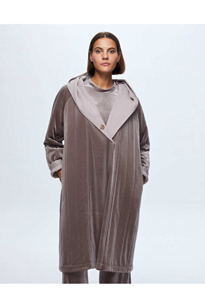 MISS DALIDA T24K-6033 A Kesim Kadife Tunik MİNK