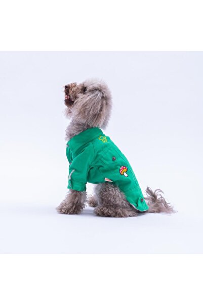 Pawstar Yeşil Cancun - Cancún Ceket Gabardin Çıtçıtlı Kedi Köpek Ceketi Kedi Köpek Kıyafeti Kedi Köpek Elbis