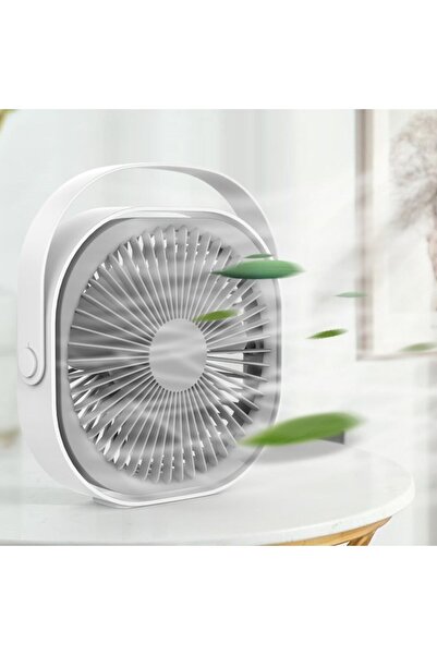 GOLD MARKET Rechargeable desk fan, 4000 mAh, USB, 360° rotation, 3 speeds, 13.5 x 12.8 cm, White/Grey