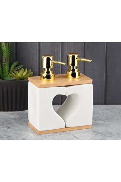 VESTA Concept Porcelain Liquid Soap Dispenser Set – Stylish Design with Bambo...