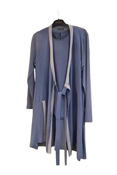 MISS DALIDA T24Y-0006 Bağlama Detaylı Cupro Hırka Bluz Takım BLUE