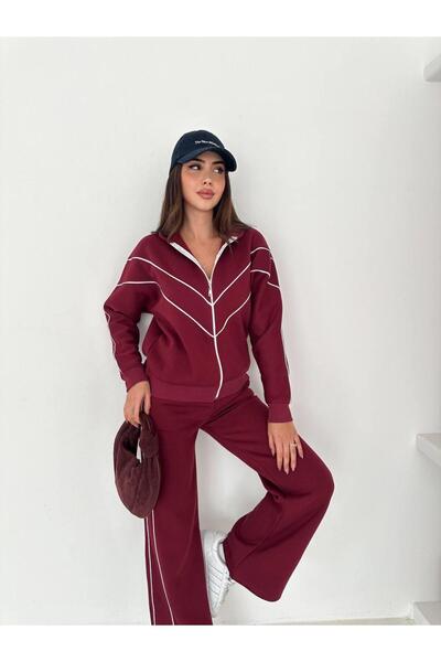 Jeevee Σετ αθλητικής φόρμας ψηλός λαιμός 3-κλων με φερμουάρ με ρίγες αντίθεσης