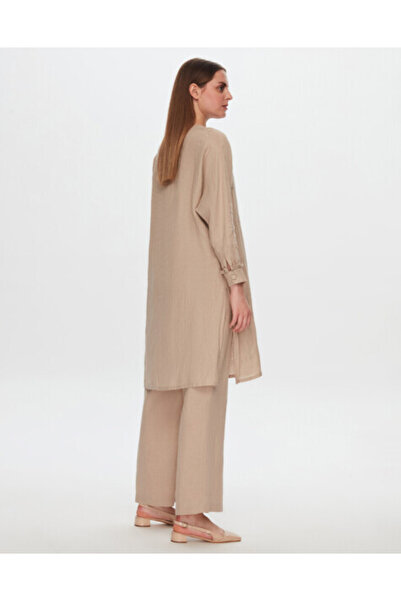 MISS DALIDA T24Y-7004 Bol Paça Keten Pantolon BEİGE