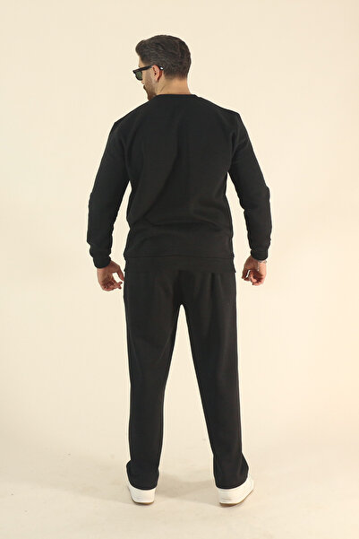 INFLUYENTE Men's Winter Cotton Tracksuit Set Sweatshirt Baggy - Regular Crew Neck