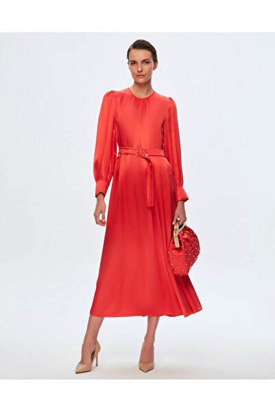 MISS DALIDA T24K-4008 Saten Şık Elbise CORAL